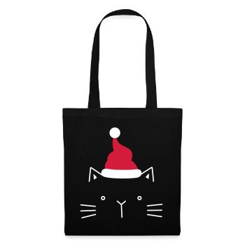Cat face Santa Claus Christmas gift - Tote Bag - black - Front