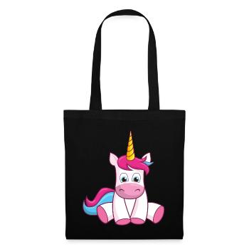 Licorne assise cadeau de licorne - Sac en tissu - noir - Devant