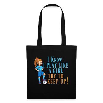 Frauen Fußball soccer eat sleep repeat - Stoffbeutel - Schwarz - Vorne