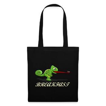 Frühstück Reptil - Stoffbeutel - Schwarz - Vorne
