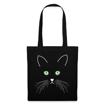 Chat aux yeux verts - Sac en tissu - noir - Devant