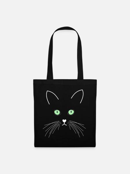 Cat with green eyes - Tote Bag - black