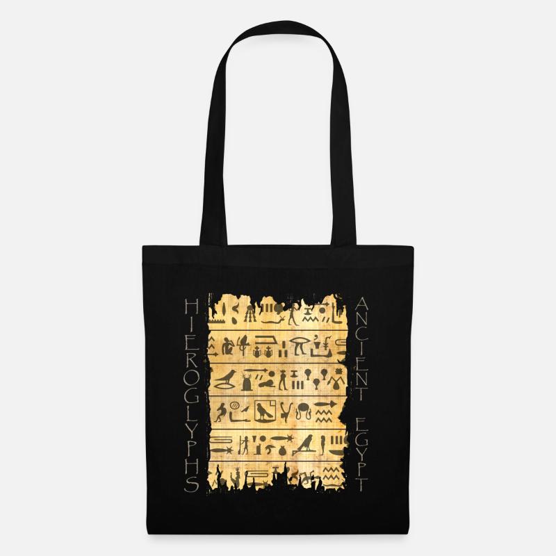 Ausgerissener Papyri mit Hieroglyphen - Stoffbeutel - Schwarz