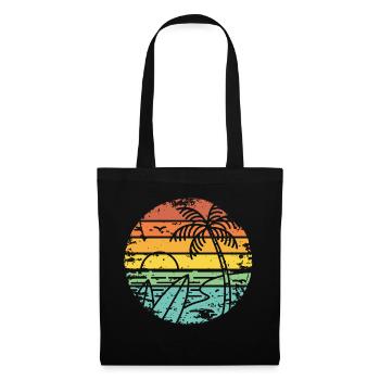 planche de surf rétro sunset beach palm - Sac en tissu - noir - Devant