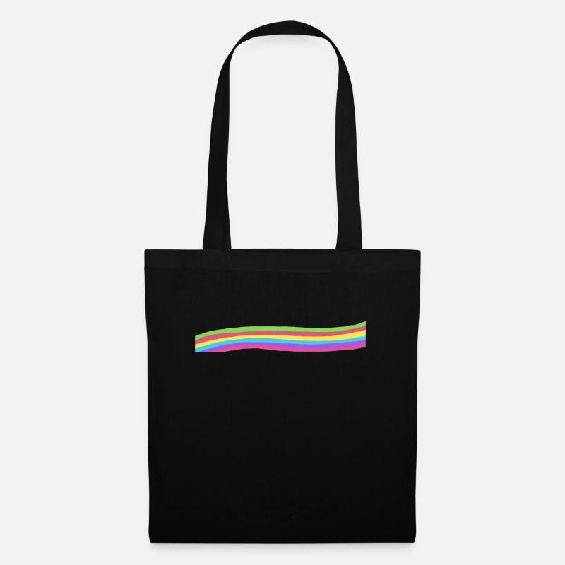 Rainbow colors wave decoration gift your text - Tote Bag - black