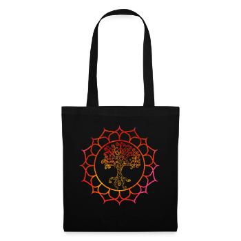 Arbre de vie Mandala Spiritualité Fleur de lotus yoga - Sac en tissu - noir - Devant