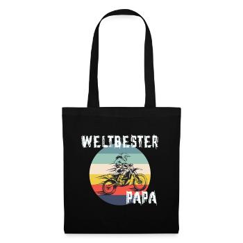 Schwester Motorcross Weltbeste Papa Vintage - Stoffbeutel - Schwarz - Vorne