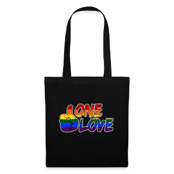 One Love - Regenbogendaumen - LSBTQ - queer - Stoffbeutel - Schwarz - Vorne