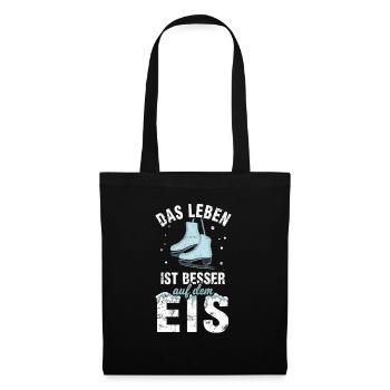 Eislaufen Schlittschuhlaufen Schlittschuhe Eislauf - Stoffbeutel - Schwarz - Vorne