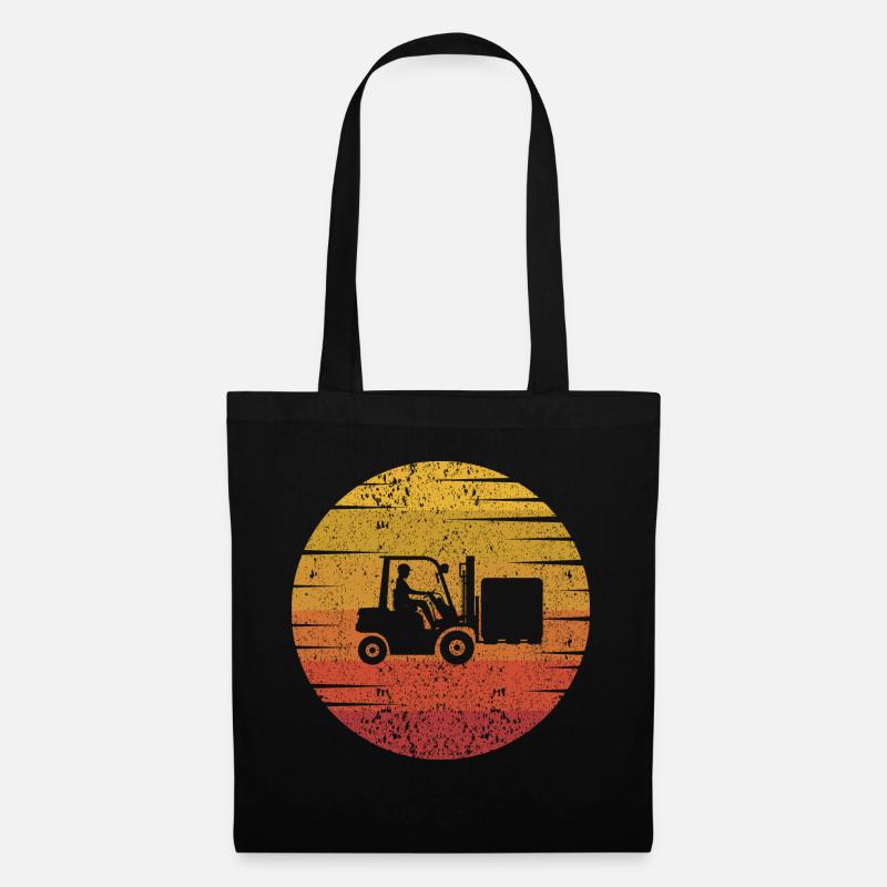 Forklift Retro Sunset Forklift Ge - Tote Bag - black