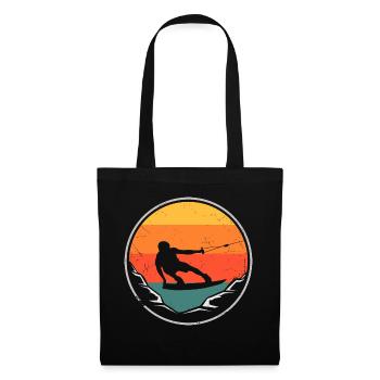 Rétro coucher de soleil Wakeboard wakeboard cadeau - Sac en tissu - noir - Devant