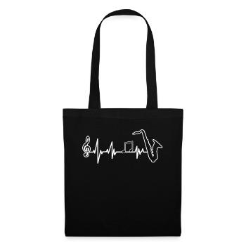 Saxophone ECG Saxophone Heart Line Player - Tote Bag - black - Front