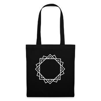 Carrés motifs de fleurs traits ligne de décoration - Sac en tissu - noir - Devant