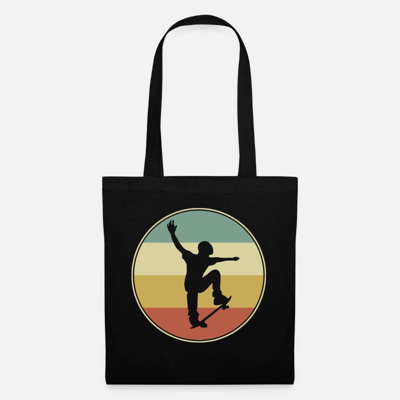 Retro Skater Cooles Skateboard Jungs Geschenk - Stoffbeutel - Schwarz