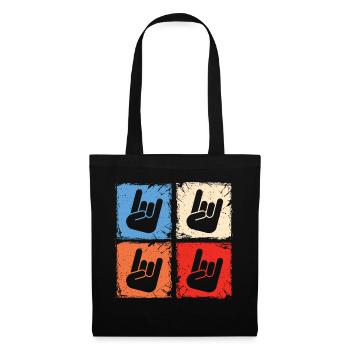 Retro squares horns metalhead heavy metal music - Tote Bag - black - Front