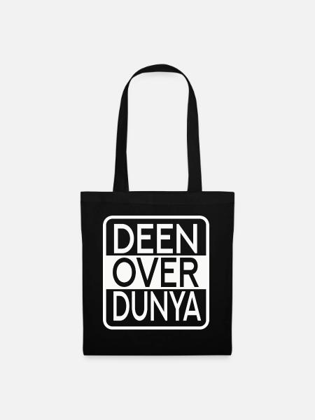 DEEN OVER DUNYA, "Glaube über die Welt" - Stoffbeutel - Schwarz