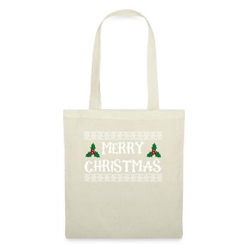 Joyeux Noël avec cadre houx - Sac en tissu - nature - Devant