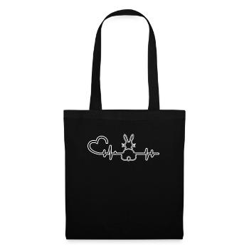 ECG rabbit heart line With heart gift - Tote Bag - black - Front