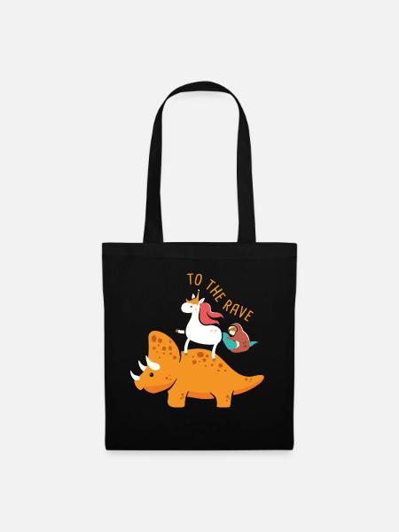 EDM Unicorn Sloth Dinosaur To The Rave - Stoffbeutel - Schwarz