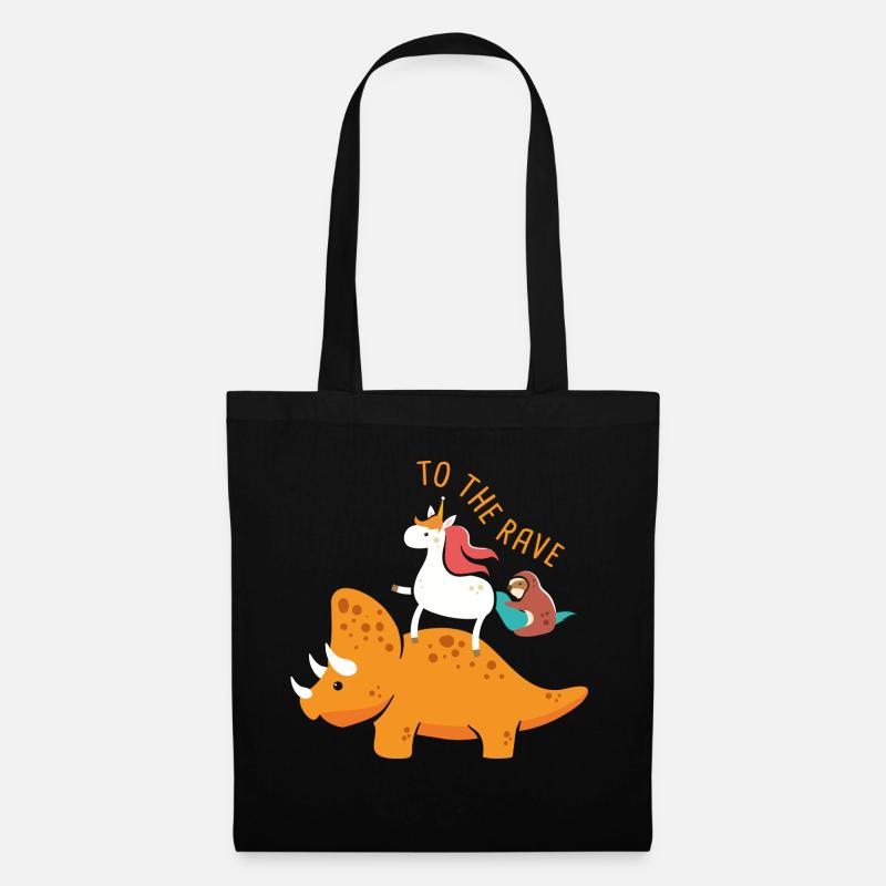 EDM Unicorn Sloth Dinosaur To The Rave - Stoffbeutel - Schwarz