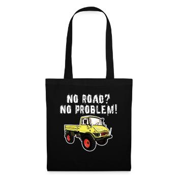 Pas de route? Aucun problème! Unimog - Tout-terrain - Oldtimer - Sac en tissu - noir - Devant