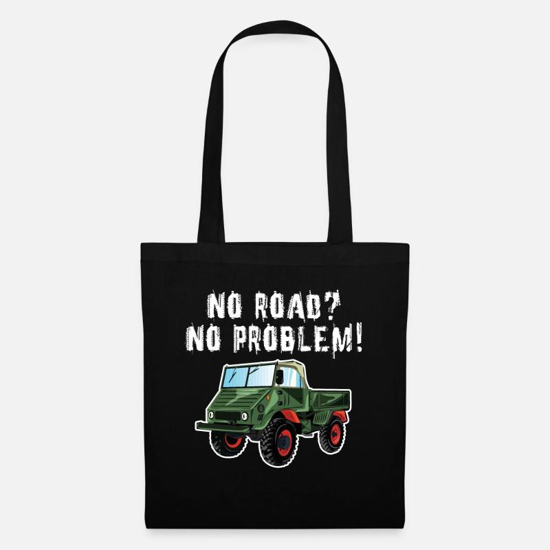 No Road? No Problem! Unimog - Offroad - Oldtimer - Stoffbeutel - Schwarz