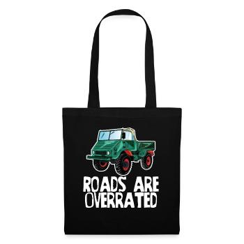 Les routes sont surestimées - Unimog - Offroad - Oldtimer - Sac en tissu - noir - Devant