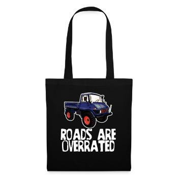 Les routes sont surestimées - Unimog - Offroad - Oldtimer - Sac en tissu - noir - Devant
