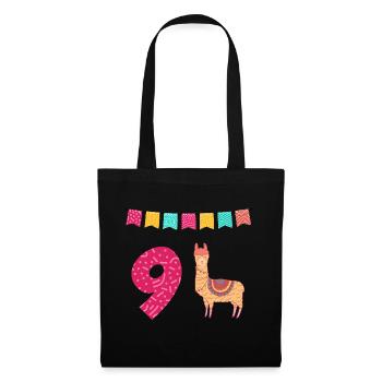 9. Geburtstag Lama Alpaka - Stoffbeutel - Schwarz - Vorne