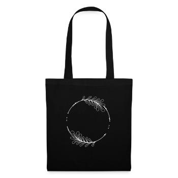Cadre circulaire blanc avec feuilles - Sac en tissu - noir - Devant