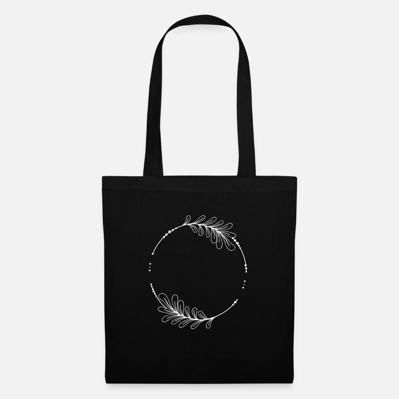 White circle frame with leaves - Tote Bag - black