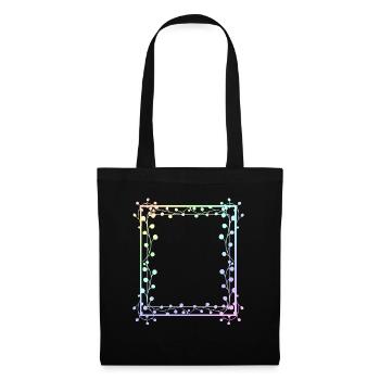 Cadre carré coloré avec des fleurs - Sac en tissu - noir - Devant