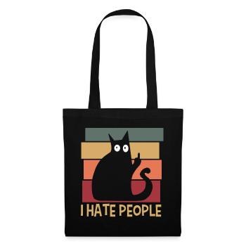 I Hate People Cat Retro - Tote Bag - black - Front