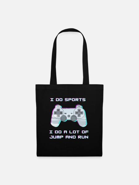 Lustiger Gaming Spruch Gamer Jump and Run Sport - Stoffbeutel - Schwarz