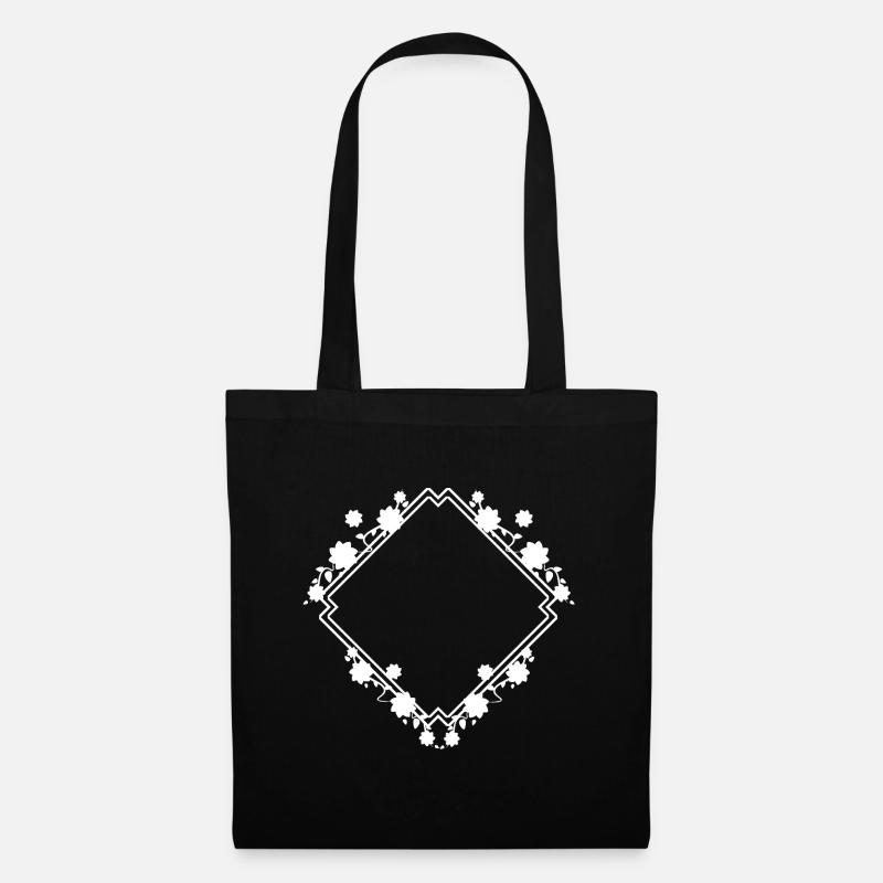 White frame with floral pattern decoration - Tote Bag - black