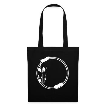 Cercle de cadre de printemps en fleurs blanches - Sac en tissu - noir - Devant