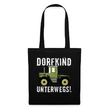 Dorfkind unterwegs - Unimog - MB Trac - Oldtimer - Stoffbeutel - Schwarz - Vorne