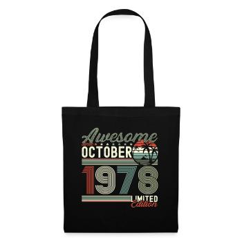 Awesome Oktober 1978 44. Geburtstag Geschenk - Stoffbeutel - Schwarz - Vorne