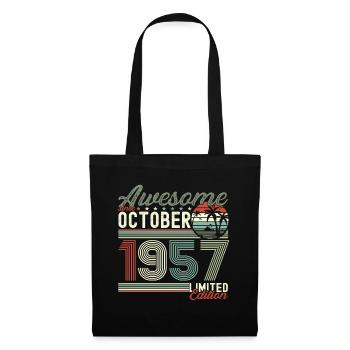 Awesome Oktober 1957 65. Geburtstag Geschenk - Stoffbeutel - Schwarz - Vorne