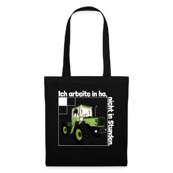 Ich arbeite in Hektar - Lohnarbeit Bauer MB Trac - Stoffbeutel - Schwarz - Vorne