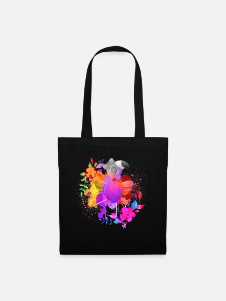 Flower Dance Flamingo Splash of Colors Art - Tote Bag - black