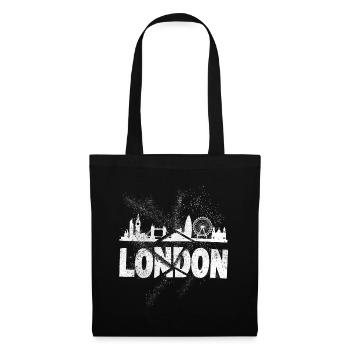 London England UK Stadt Skyline Schrift Grunge - Stoffbeutel - Schwarz - Vorne