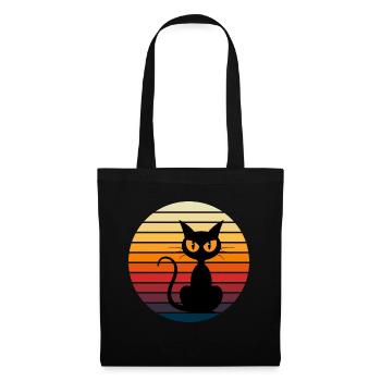 Lustiger Katzen-Sonnenuntergang - Stoffbeutel - Schwarz - Vorne