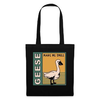 Oies Make Me Smile : oiseau mignon, oie naturelle - Sac en tissu - noir - Devant