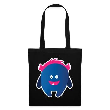 Cute Blue Monster  | Funny Pink Hair Creature - Tote Bag - black - Front