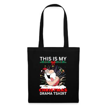 Weihnachten tshirt- Weihnachtsmann mit Bier - Stoffbeutel - Schwarz - Vorne