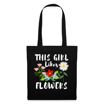 Mädchen mag Blumen Gärtner Natur Florist - Stoffbeutel - Schwarz - Vorne