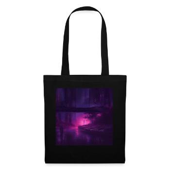 Retrowave Synthwave Future City 80s Design - Stoffbeutel - Schwarz - Vorne