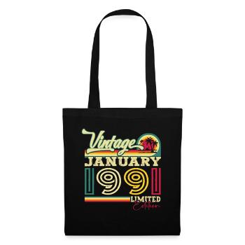 Né 1991 Janvier 32ème anniversaire Homme cadeau - Sac en tissu - noir - Devant
