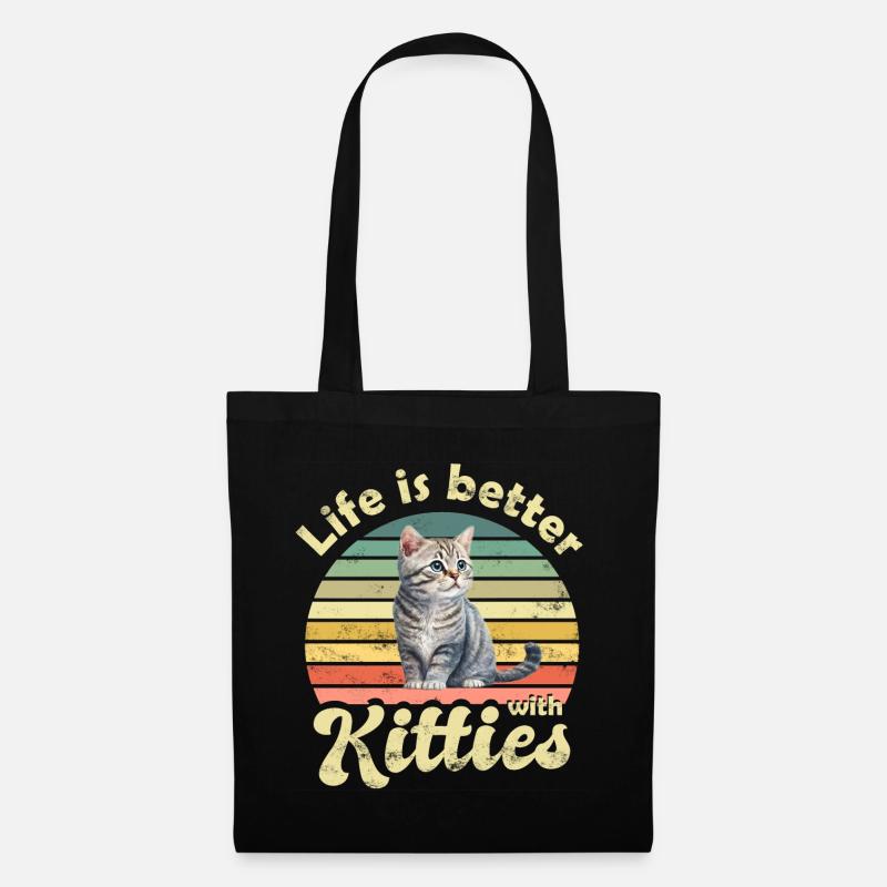 Katze Katzen - Stoffbeutel - Schwarz